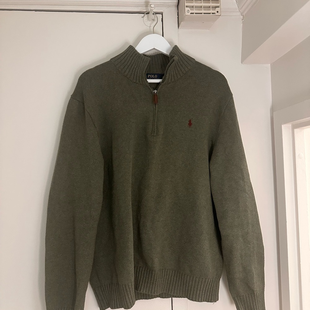 Ralph Lauren Olive Zip-Up Sweater